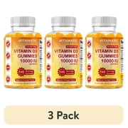 3 pack Vitamatic Sugar Free Vitamin D3 10000 IU per Gummy - 120 Pectin Based Gummies - Great Taste - Healthy Bones, Mood & Immune System Function - Non-GMO - 120 Servings
