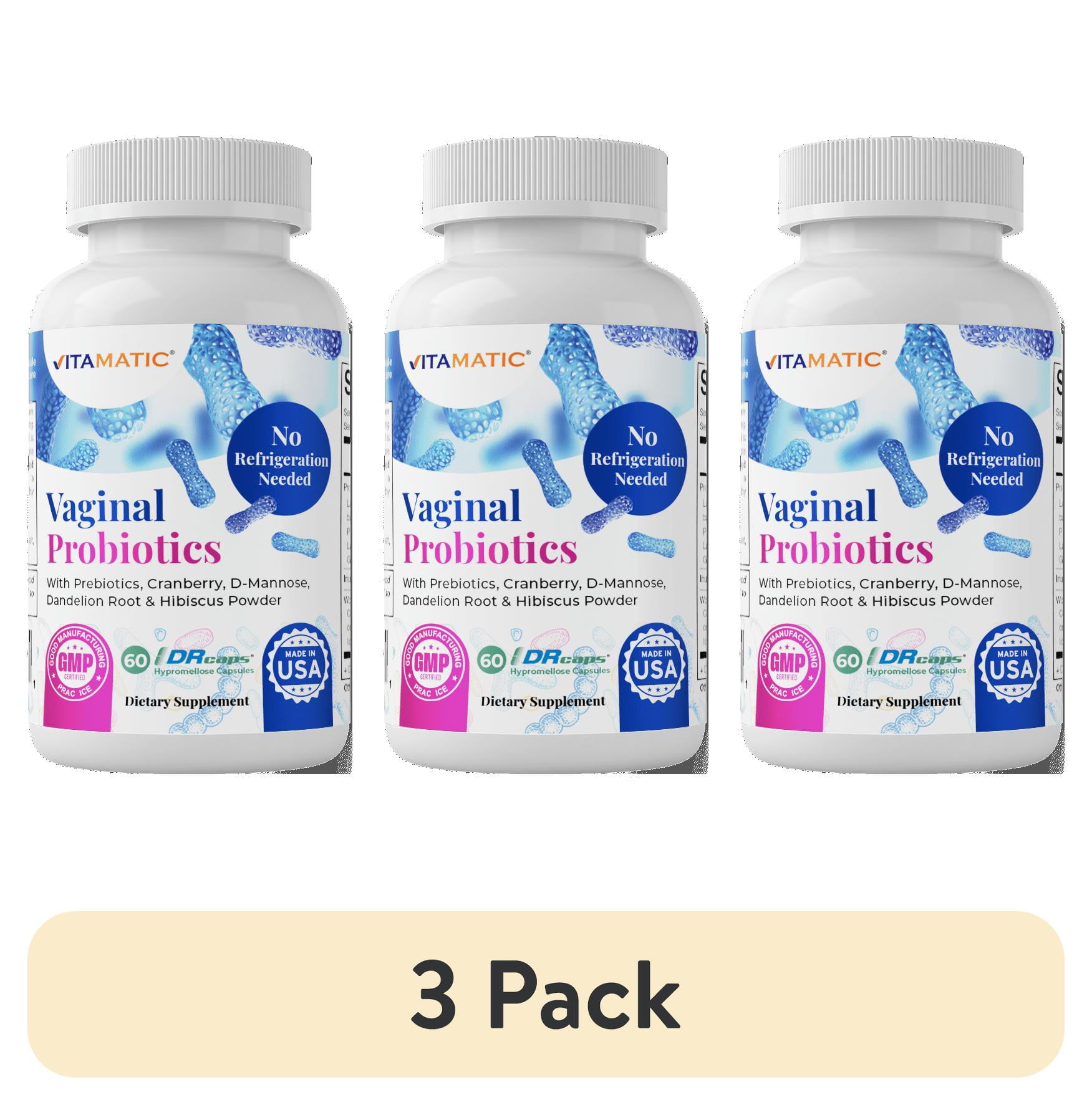 (3 pack) Vitamatic Vaginal Probiotics 20 Billions for Women pH Balance & Odor Control with Prebiotics & Probiotics 60 DR Capsules - Made with Cranberry, D-Mannose, Hibisucs & Dandelion