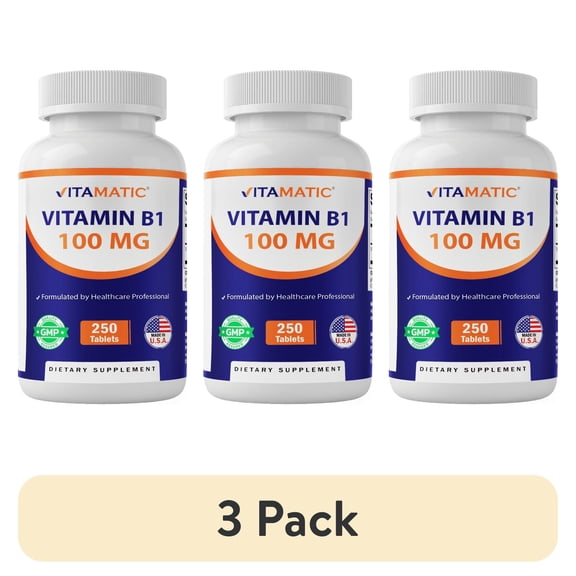 (3 pack) Vitamatic Vitamin B1 (As Thiamine Mononitrate) 100 mg - 250 Vegetarian Tablets
