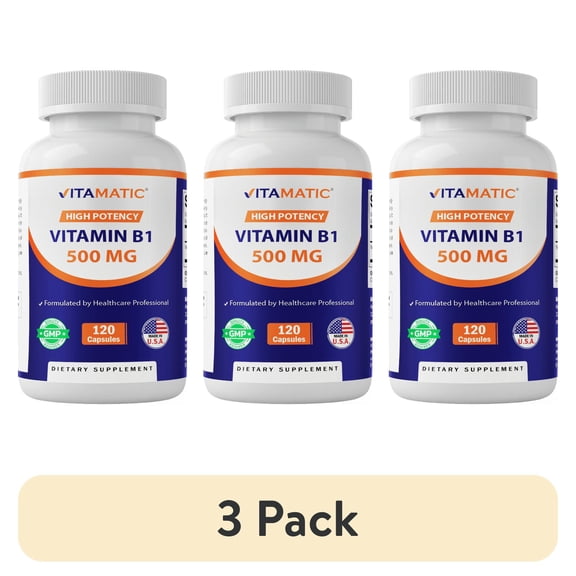 (3 pack) Vitamatic Vitamin B1 (Thiamine) 500mg, 120 Capsule