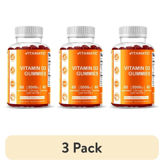 (3 pack) Vitamatic Vitamin D3 Gummies - 5000 IU - 60 Gummies