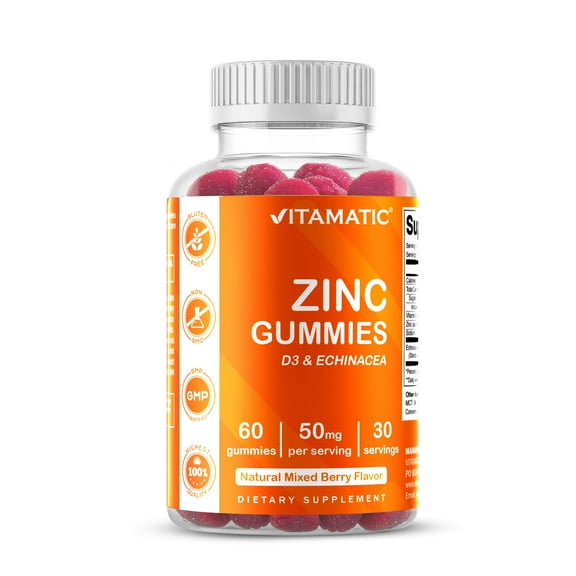 (3 pack) Vitamatic Zinc 50mg Gummies - 60 Vegan Gummies