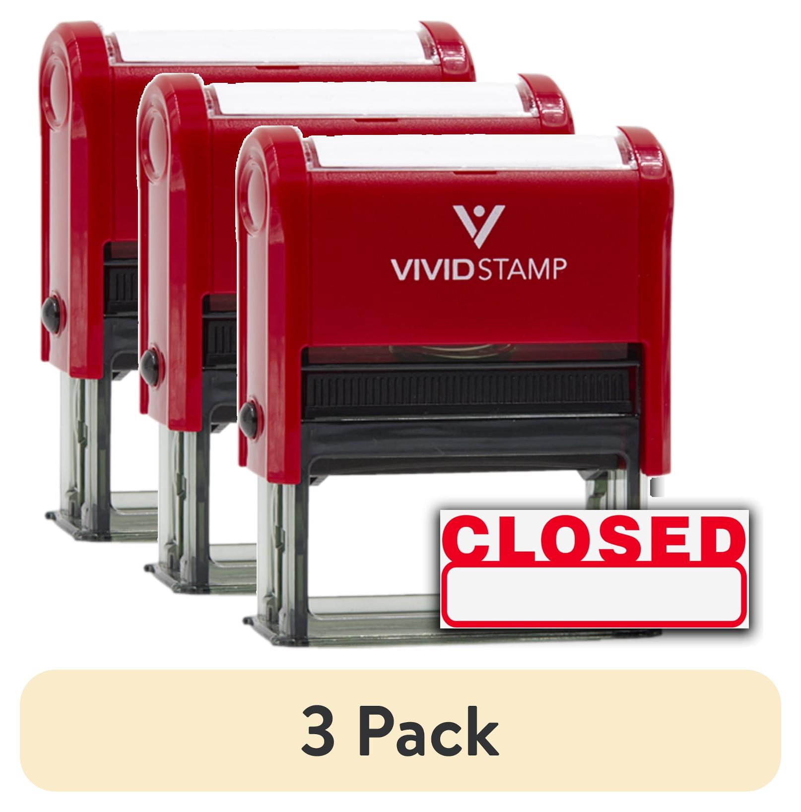(3 pack) Vivid Stamp Basic Closed Self Inking Rubber Stamp (Red Ink) - Medium