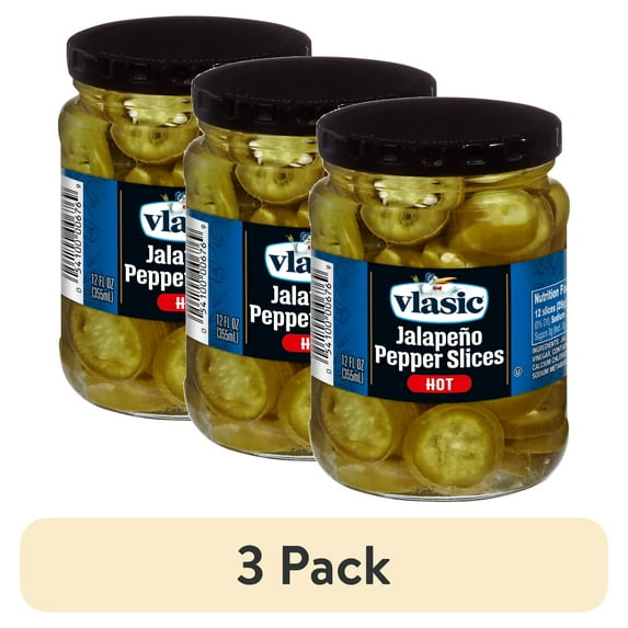 (3 pack) Vlasic Hot Jalapeno Pepper Slices, Keto Friendly, 12 fl. oz.