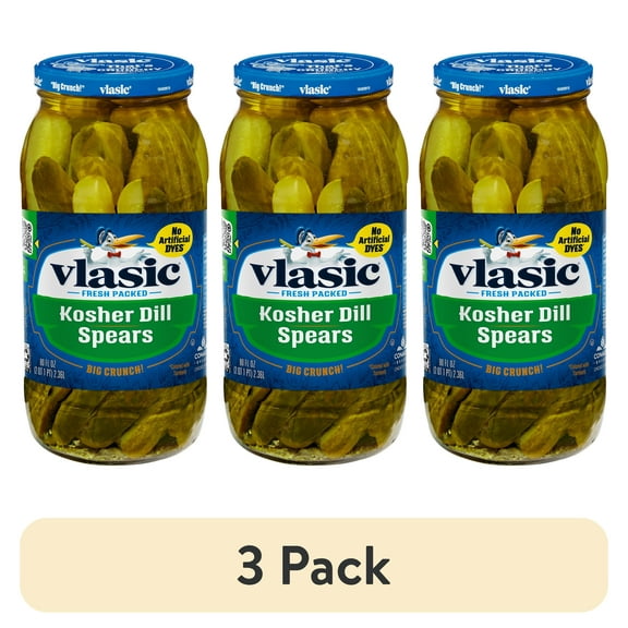 (3 pack) Vlasic Kosher Dill Pickle Spears, Keto Friendly, 80 fl. oz.