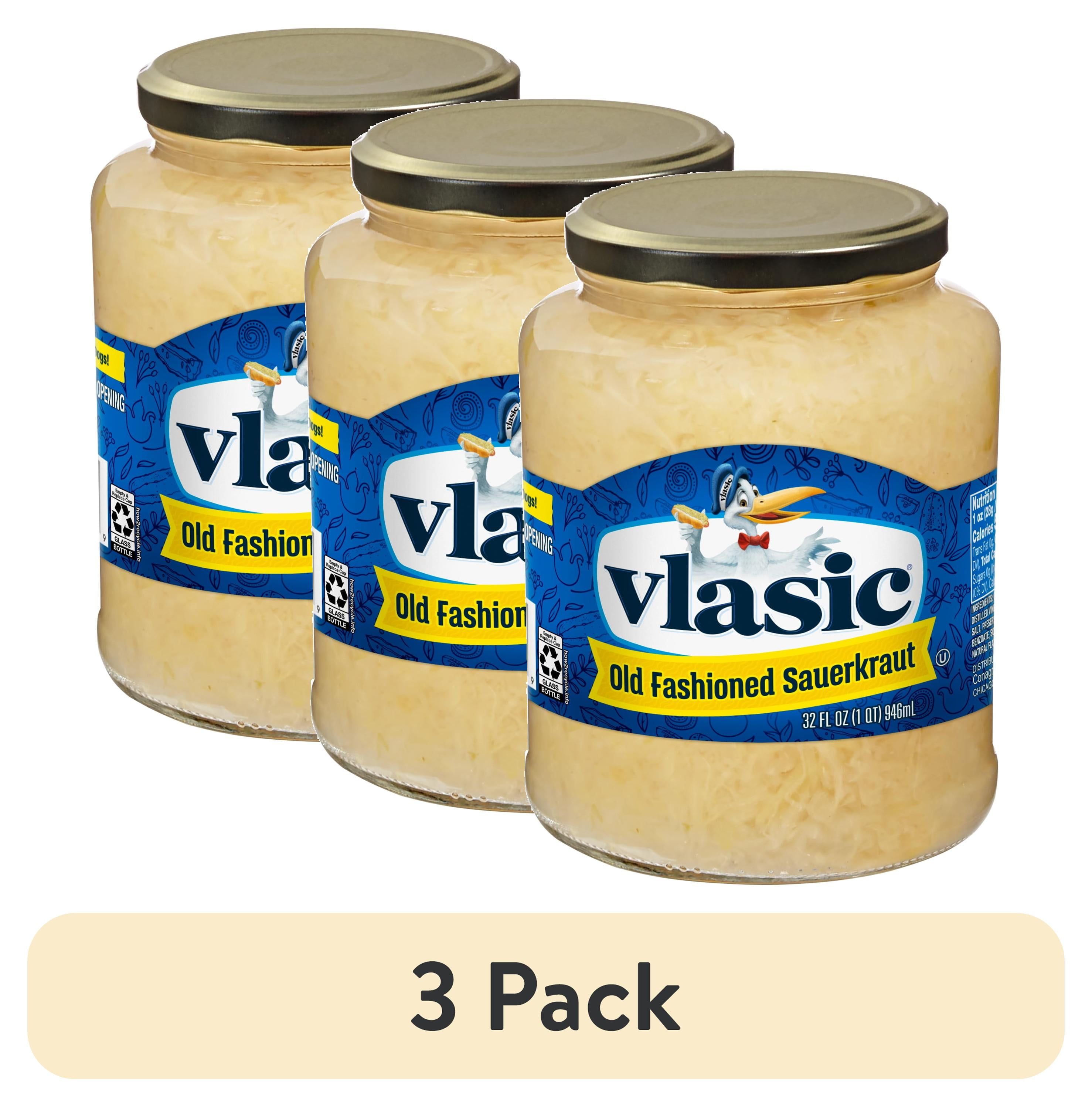 (3 pack) Vlasic Old Fashioned Sauerkraut, 32 fl. oz.