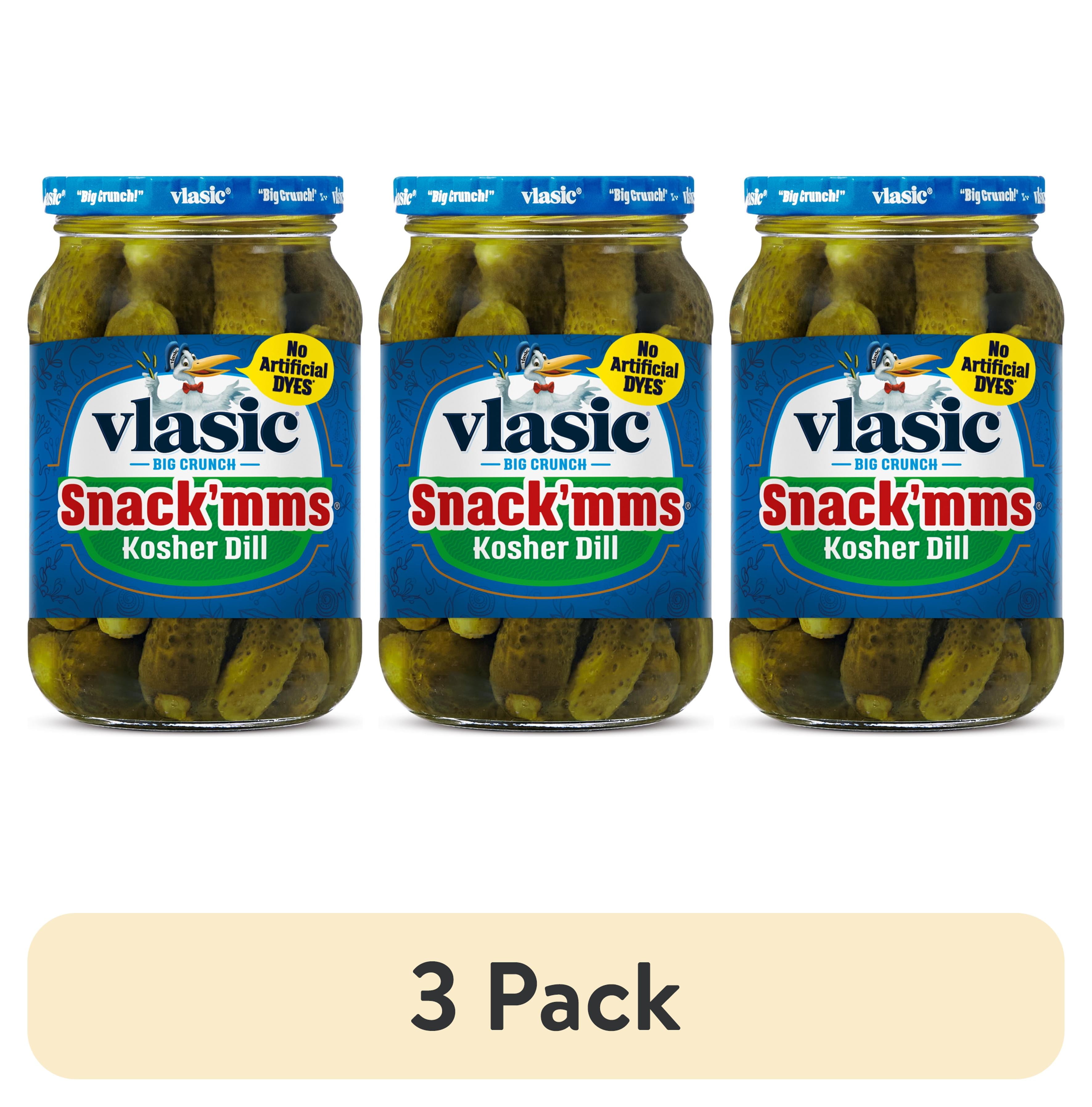 3 pack) Vlasic Snack'mms Kosher Dill Mini Pickles, Keto Friendly