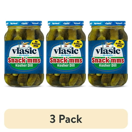 (3 pack) Vlasic Snack'mms Kosher Dill Mini Pickles, Keto Friendly, 24 fl. oz.