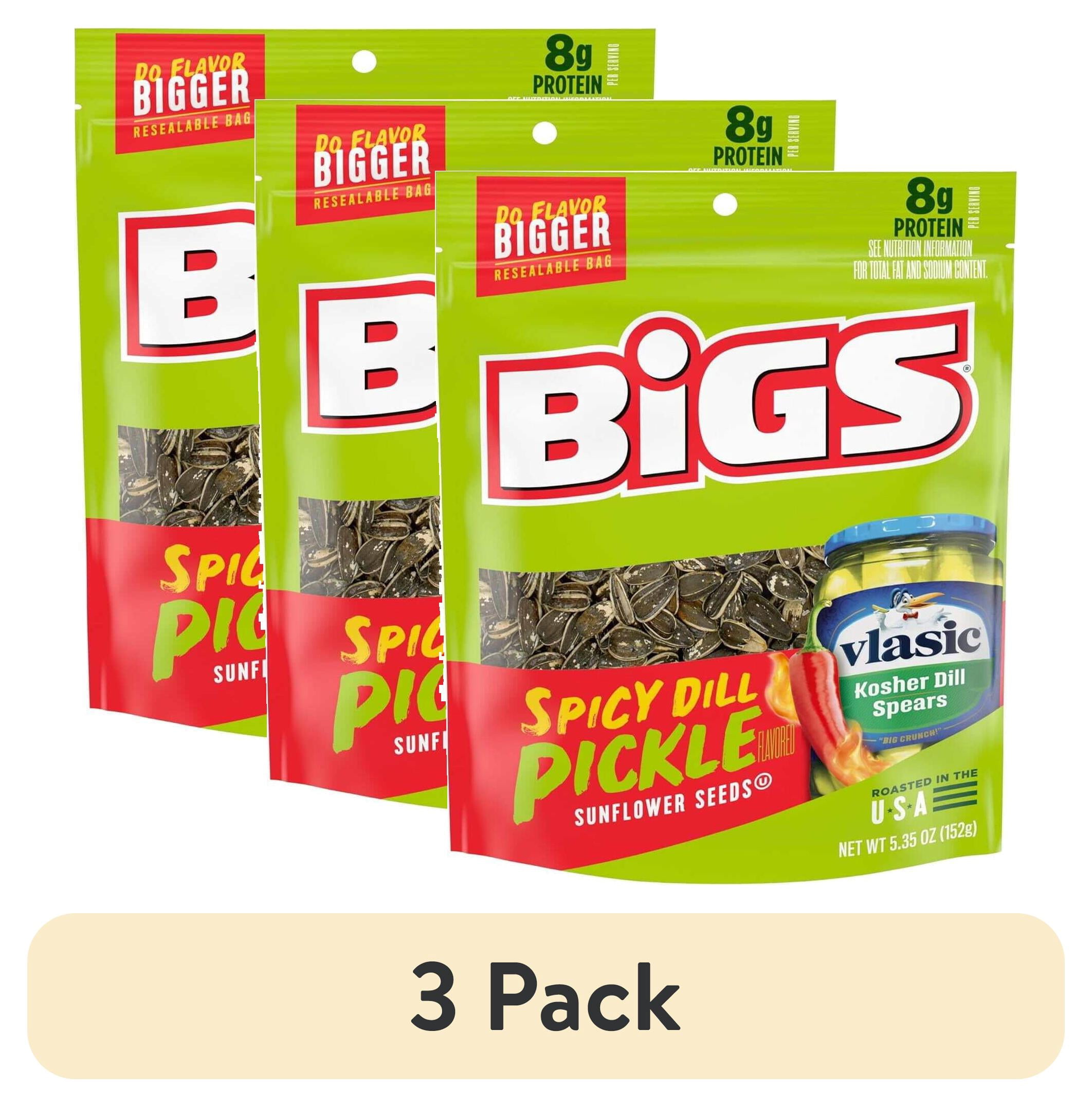 (3 pack) Vlasic Spicy Dill Pickle Flavored Sunflower Seeds, 5.35 oz. Bag