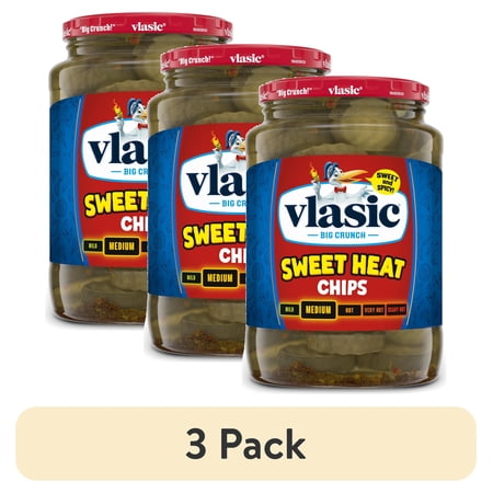 (3 pack) Vlasic Sweet Heat Medium Spice Pickle Chips, 24 fl. oz.