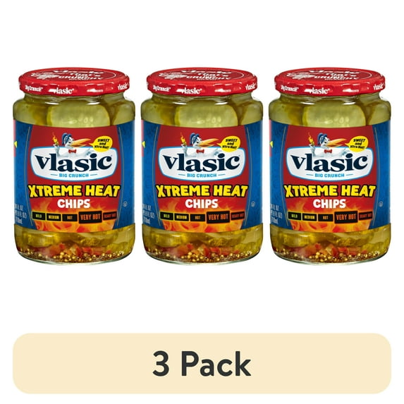 (3 pack) Vlasic Xtreme Heat Very Hot Spice Pickle Chips, 24 fl. oz.