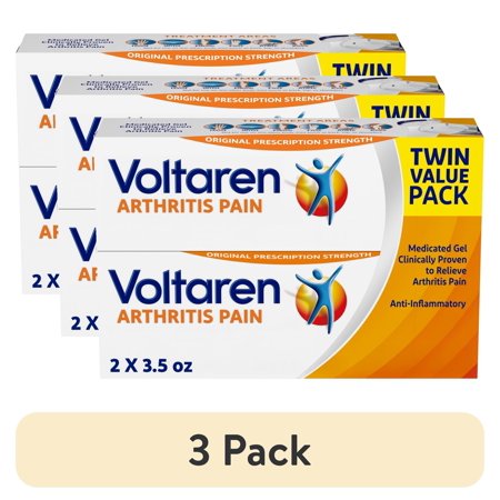 (3 pack) Voltaren Arthritis Pain Gel for Powerful Topical Arthritis Pain Relief with Diclofenac Gel - Easy Open Cap - 100 G X 2