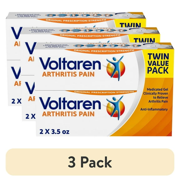 (3 pack) Voltaren Arthritis Pain Gel for Powerful Topical Arthritis Pain Relief with Diclofenac Gel - Easy Open Cap - 100 G X 2