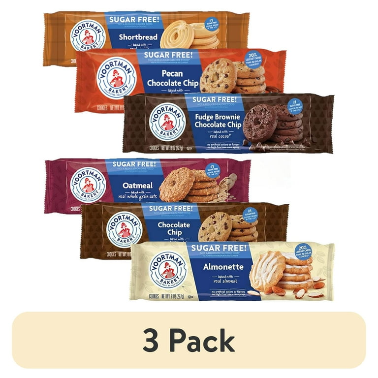 3 pack) Voortman Bakery Sugar Free Cookie, 6 Flavors | Chocolate