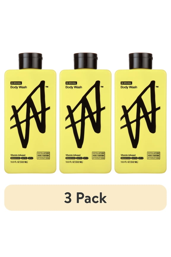 (3 pack) W By Jake Paul Body Wash - Exfoliating - Hydrating - W Original - 18 fl oz