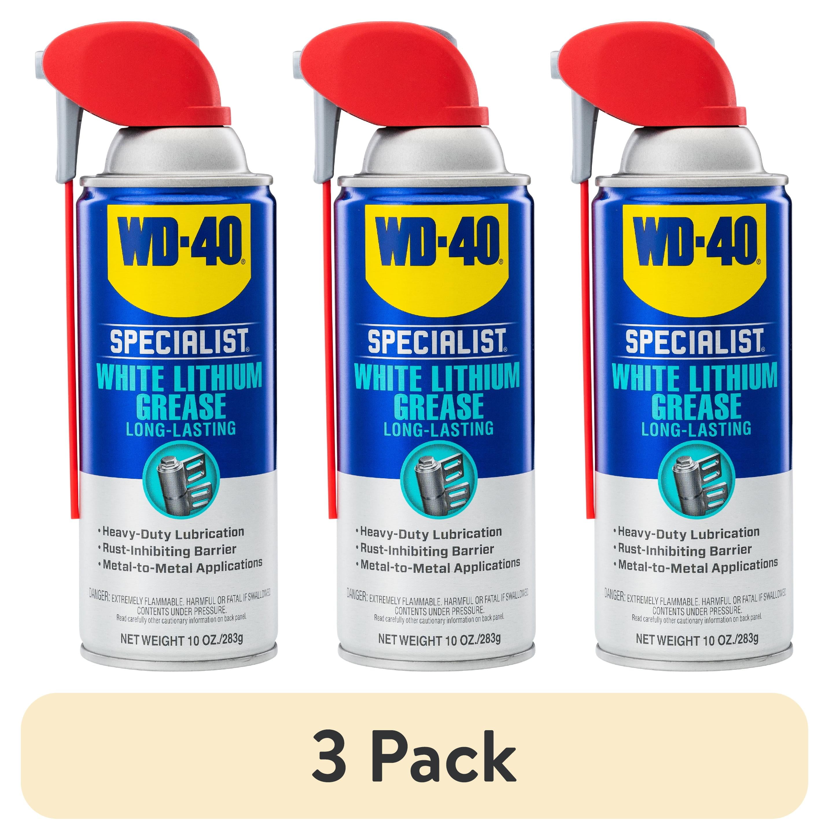 WD-40 Specialist White Lithium Grease Spray 10 oz 3 Pack Long-Lasting  Lubricant