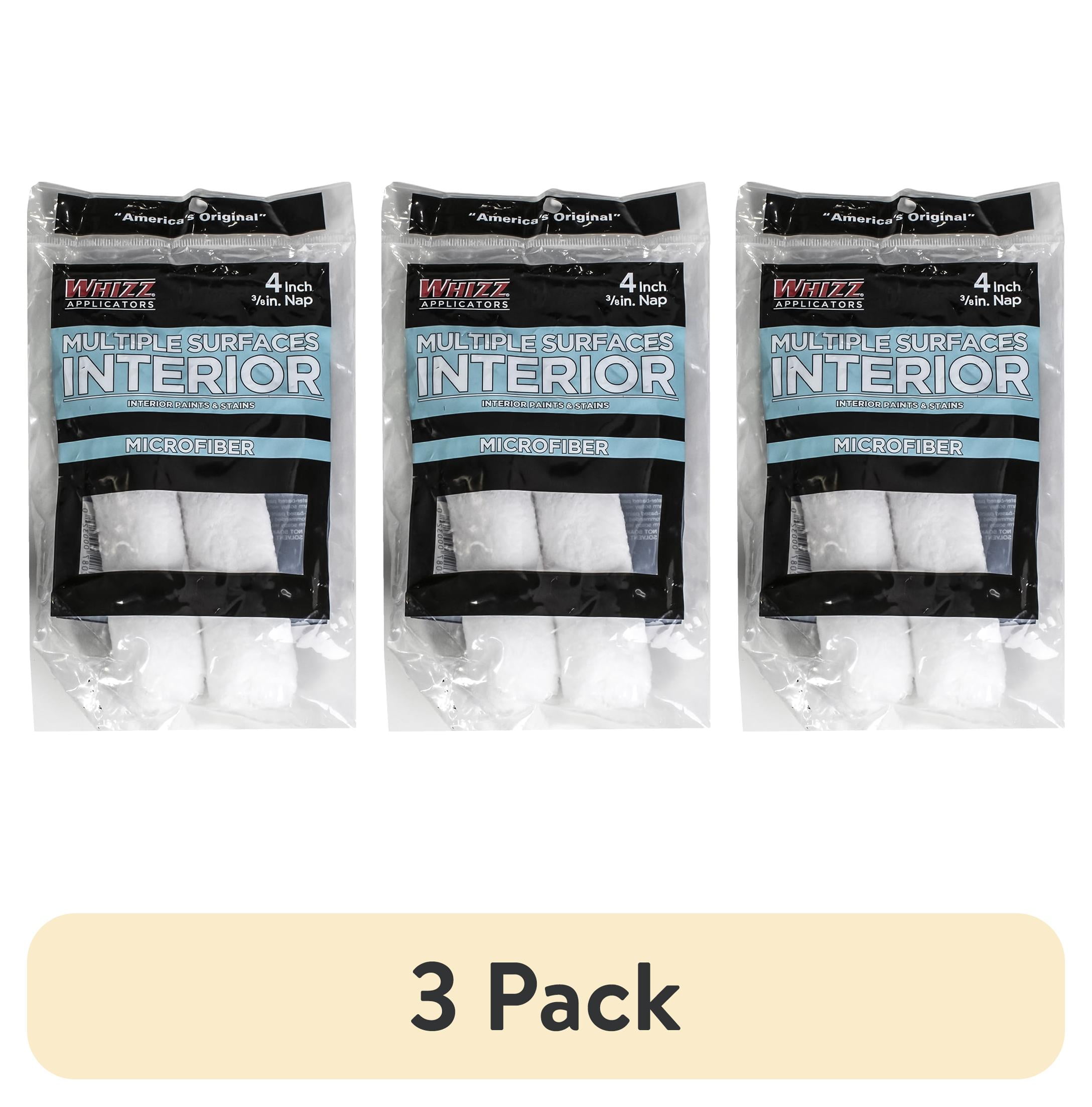 (3 pack) WHIZZ 4" Microfiber Mini Paint Roller 2-Pack Refills