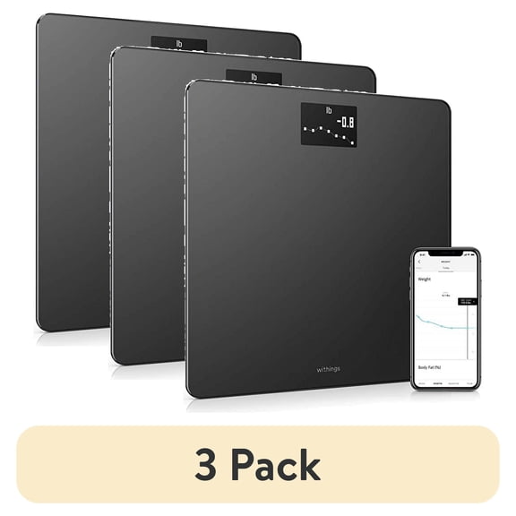 (3 pack) WITHINGS Body Wi-Fi Smart Scale BMI Weight Trend & Auto App Sync BLACK