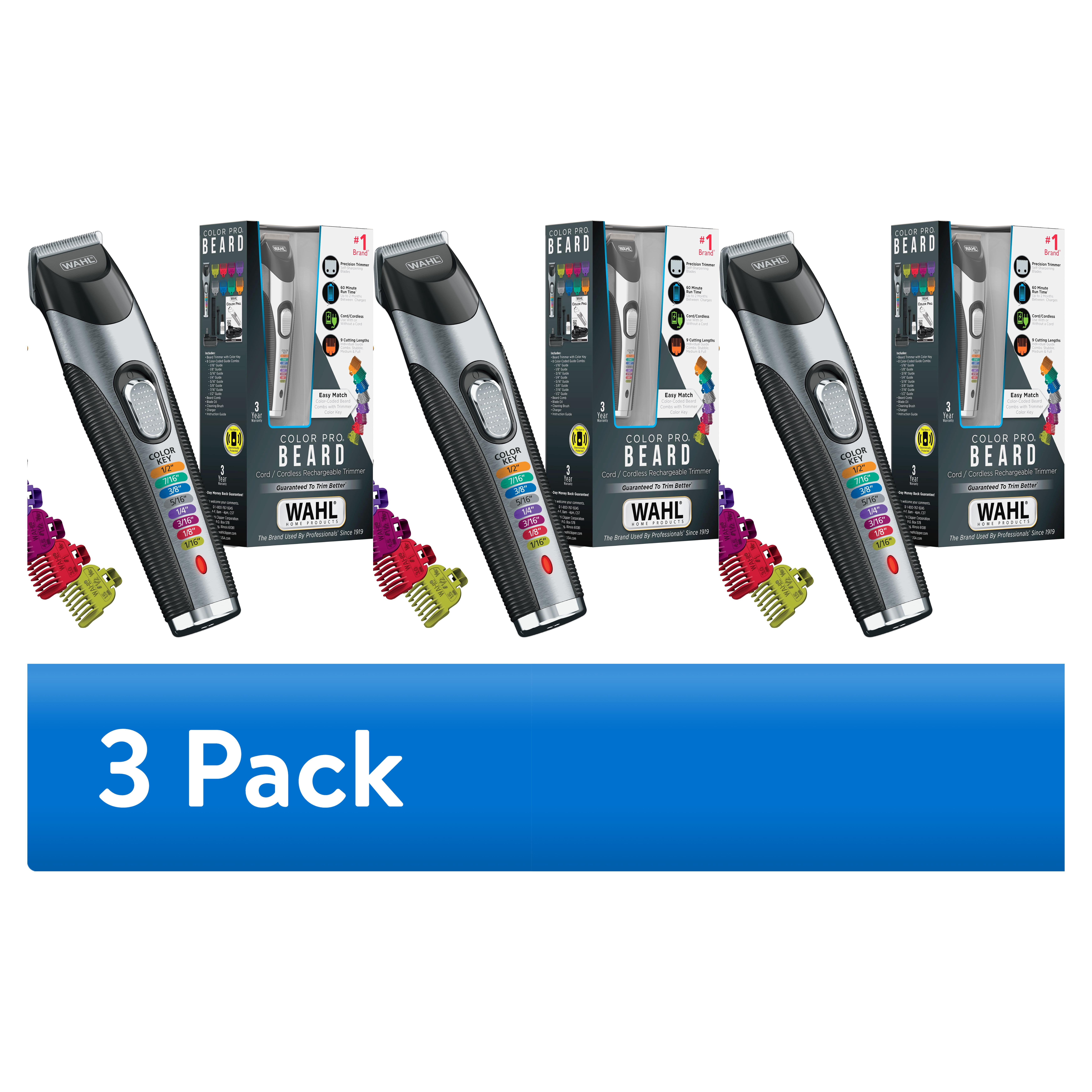 (3 pack) Wahl Color Pro Cord/Cordless Rechargeable Hair, Beard Trimmer for Men - 9891-100