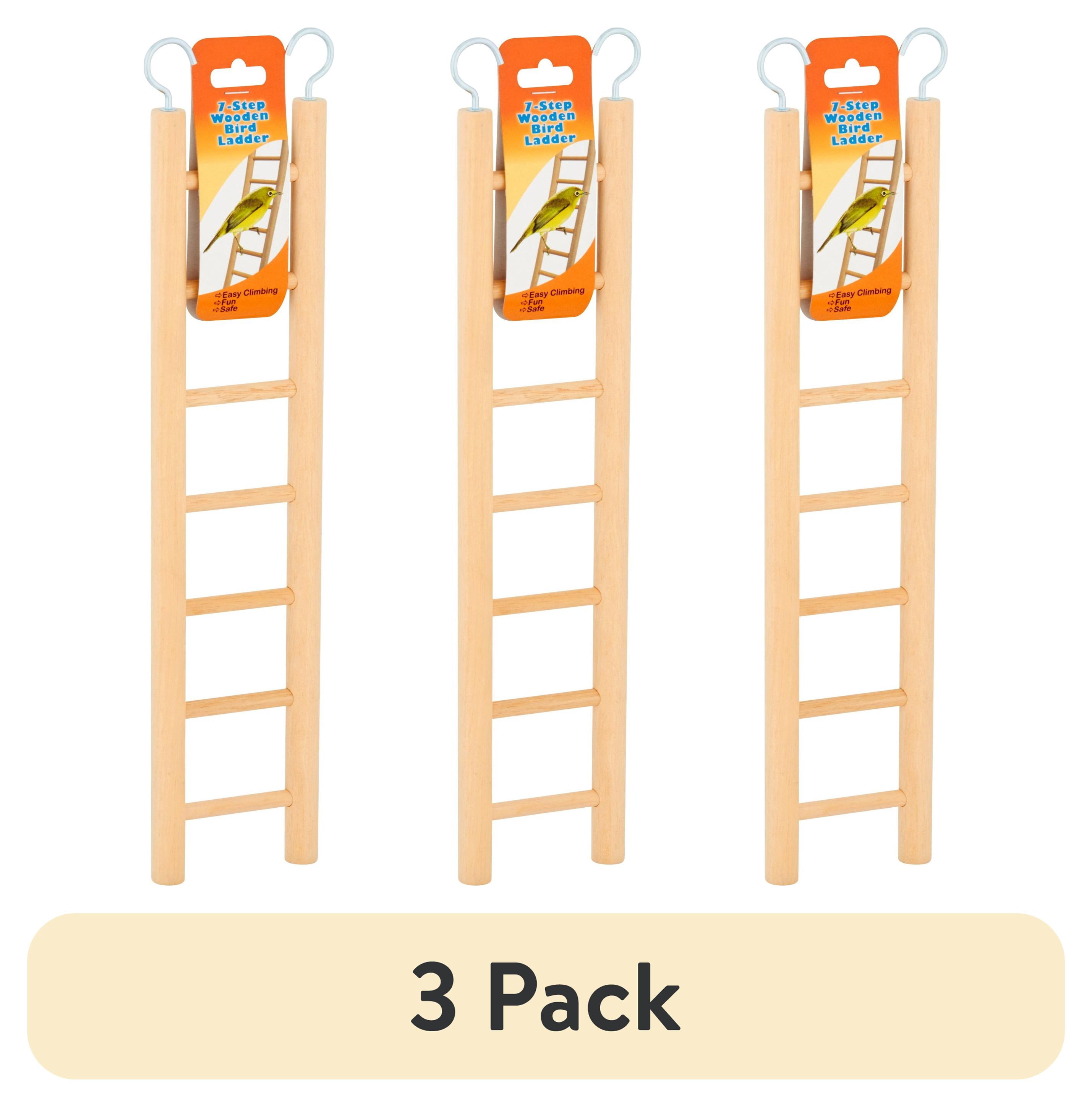 (3 pack) Walmart 7-Step Wooden Bird Ladder for Parakeets & Finches, Brown
