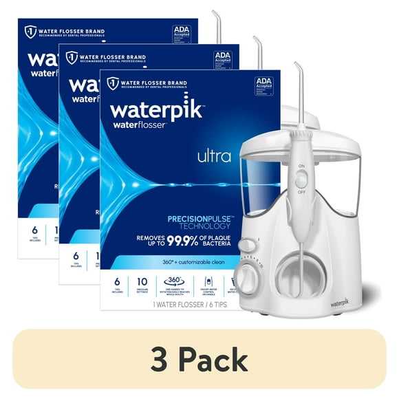 (3 pack) Waterpik Ultra Water Flosser with 10 Settings, 6 Tips, ADA Accepted, White