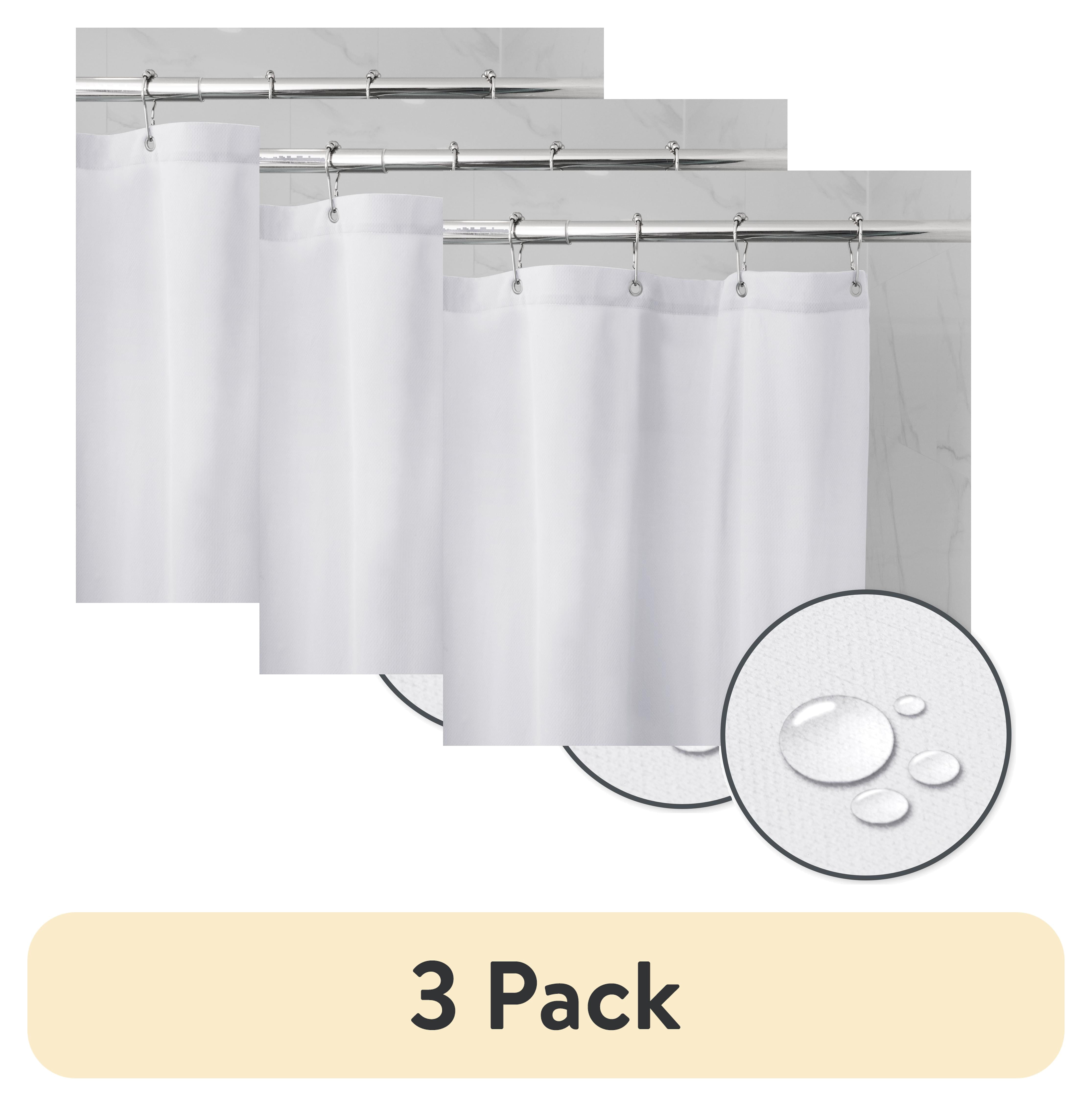 (3 pack) Waterproof Ultimate Shield Solid White Fabric Shower Curtain ...