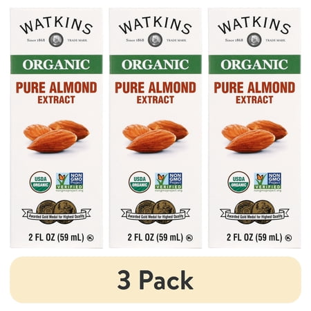 (3 pack) Watkins Organic Almond Extract 2 fl. oz. (Liquid, Ambient, Plastic Container)