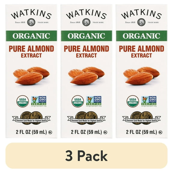 (3 pack) Watkins Organic Almond Extract 2 fl. oz. (Liquid, Ambient, Plastic Container)
