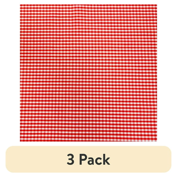 (3 pack) Waverly Inspirations 1/8" Small Gingham 44" x 36" 100% Cotton Print 1 Yard Precut Quilting Fabric, Poppy Red