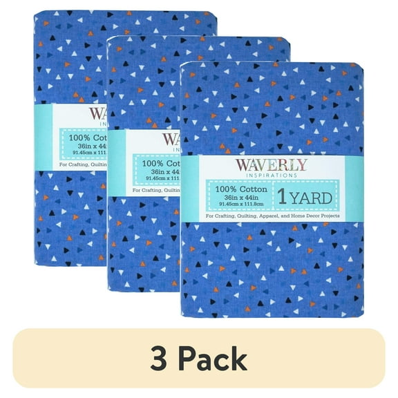 (3 pack) Waverly Inspirations 1 Yard Cut 100% Cotton Prints Fabric Confetti Provence Blue 44" Wide for Quilting & Sewing