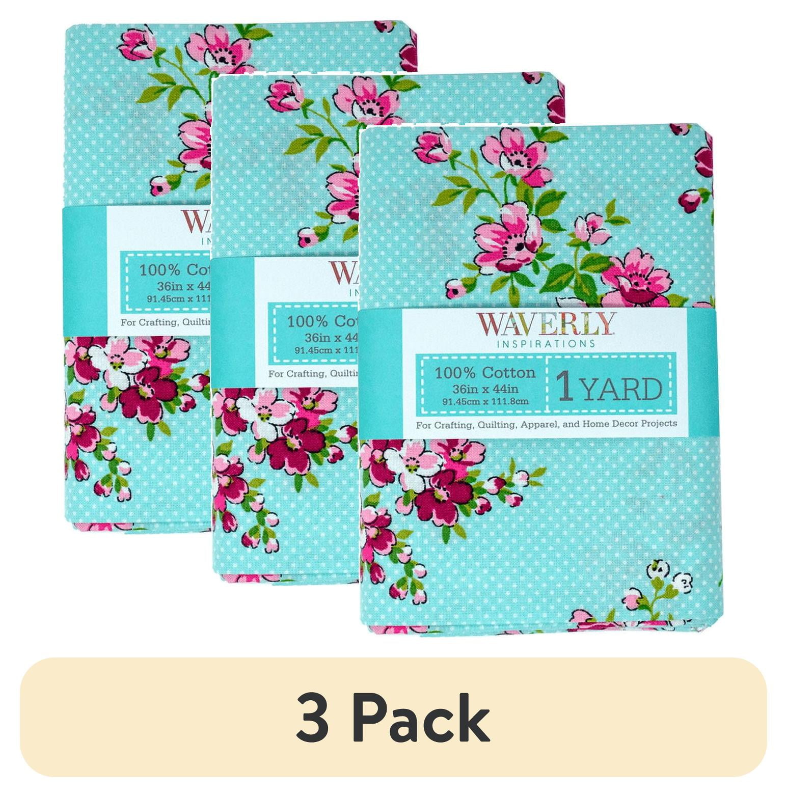 (3 pack) Waverly Inspirations 1 Yard Cut 100% Cotton Prints Fabric Small Floral Aqua 44" Wide for Quilting & Sewing