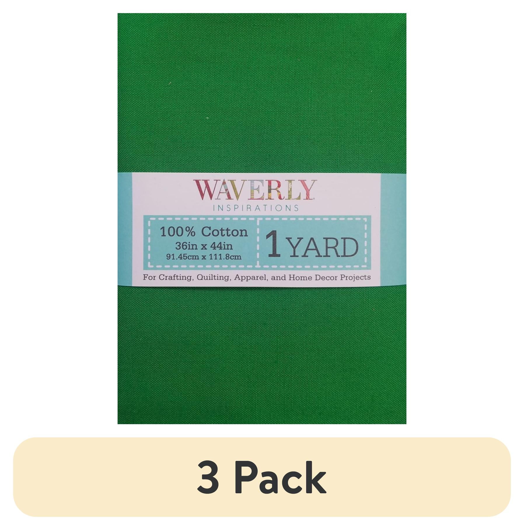 (3 pack) Waverly Inspirations 1 Yard Cut 100% Cotton Solid Fabric Solid Kelly 44" Wide for Quilting & Sewing