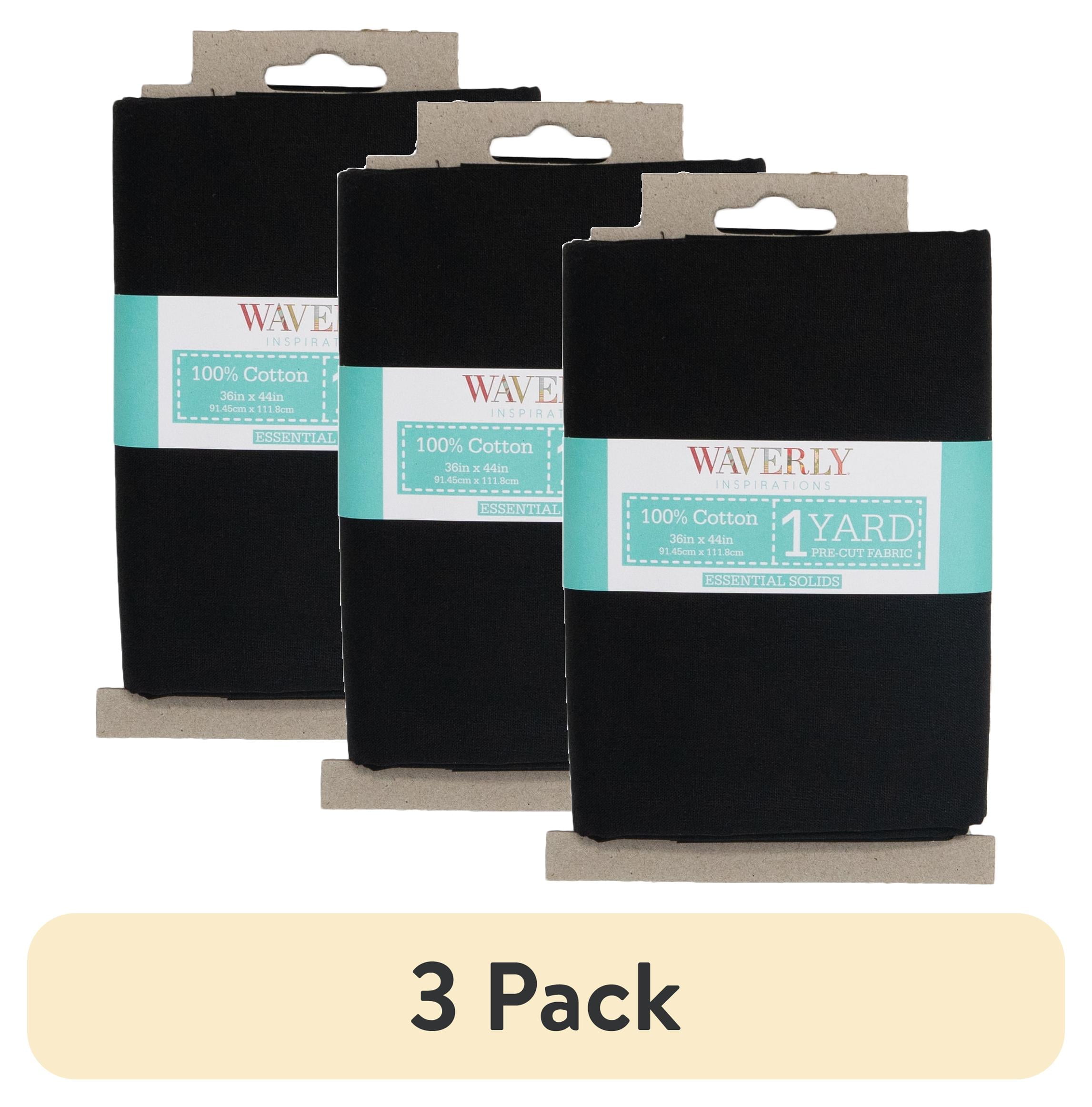 (3 pack) Waverly Inspirations 1 Yard Cut 100% Cotton Solid Fabric Solid Onyx 44" Wide for Quilting & Sewing