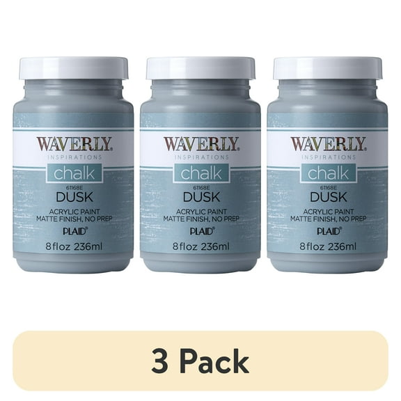 (3 pack) Waverly Inspirations Acrylic Ultra Matte Chalk Paint, Dusk, 8 fl oz