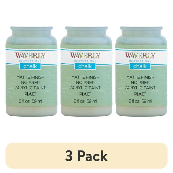 (3 pack) Waverly Inspirations Chalk Paint, Ultra Matte, Celery, 2 fl oz