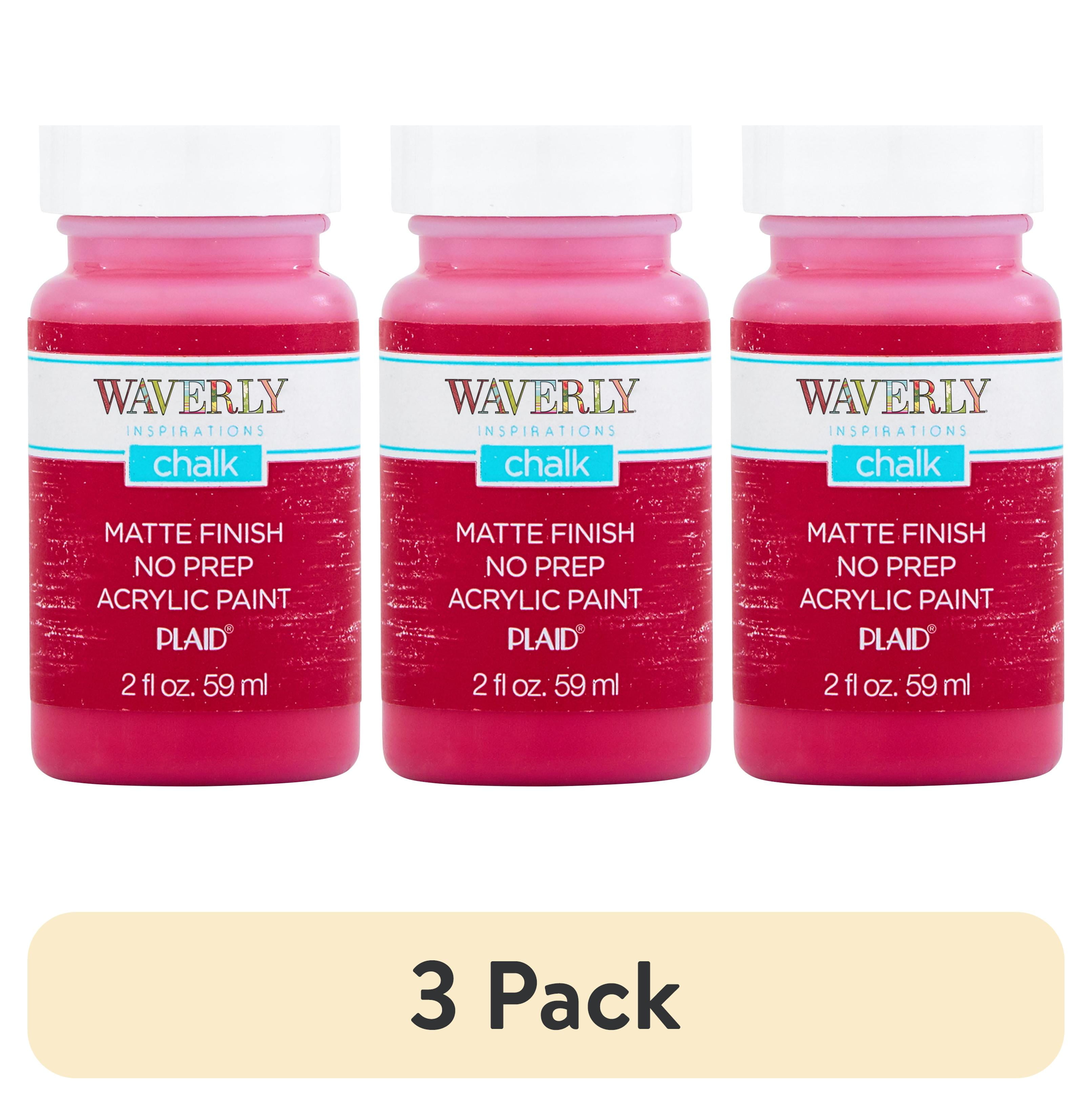 (3 pack) Waverly Inspirations Chalk Finish Acrylic Paint, Ultra Matte, Crimson, 2 fl oz