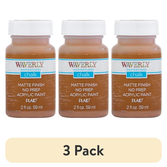 (3 pack) Waverly Inspirations Chalk Paint, Ultra Matte, Hazelnut, 2 fl oz