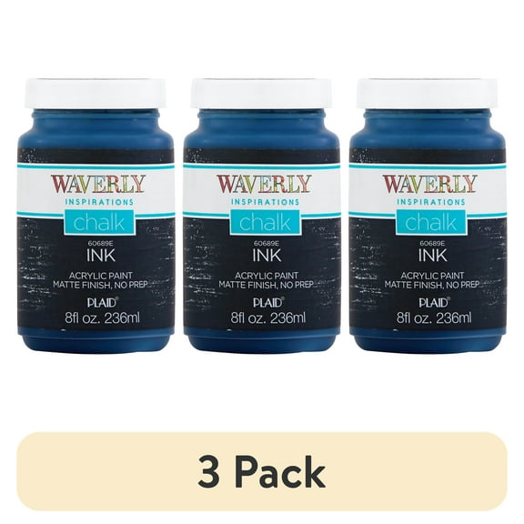 (3 pack) Waverly Inspirations Chalk Paint, Ultra Matte Ink, 8 fl oz