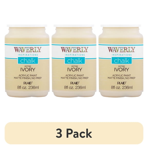 (3 pack) Waverly Inspirations Chalk Paint, Ultra Matte, Ivory, 8 fl oz
