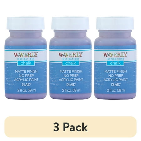 (3 pack) Waverly Inspirations Chalk Paint, Ultra Matte, Lavender, 2 fl oz
