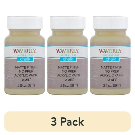 (3 pack) Waverly Inspirations Chalk Paint, Ultra Matte, Mineral, 2 fl oz