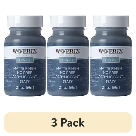 (3 pack) Waverly Inspirations Chalk Paint, Ultra Matte, Night Sky, 2 fl oz