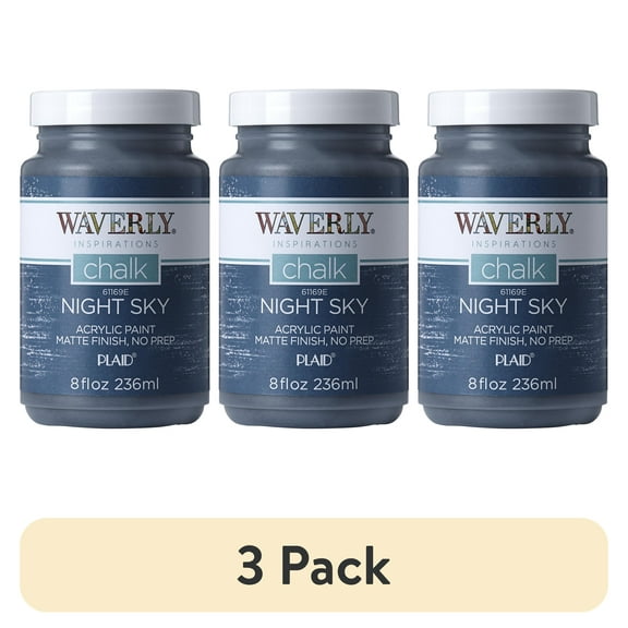 (3 pack) Waverly Inspirations Chalk Paint, Ultra Matte, Night Sky, 8 fl oz