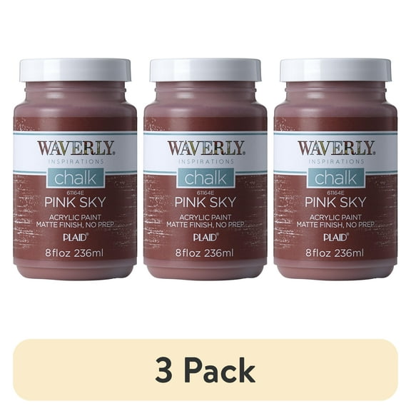 (3 pack) Waverly Inspirations Chalk Paint, Ultra Matte, Pink Sky, 8 fl oz