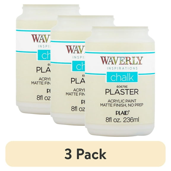 (3 pack) Waverly Inspirations Chalk Paint, Ultra Matte, Plaster, 8 fl oz