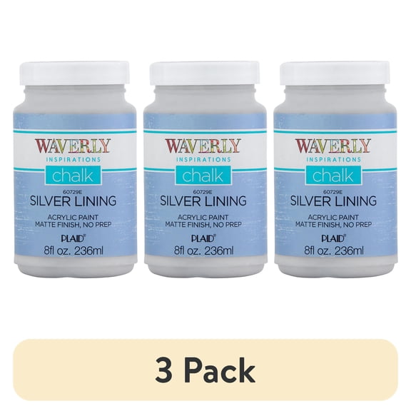 (3 pack) Waverly Inspirations Chalk Paint, Ultra Matte, Silver Lining, 8 fl oz