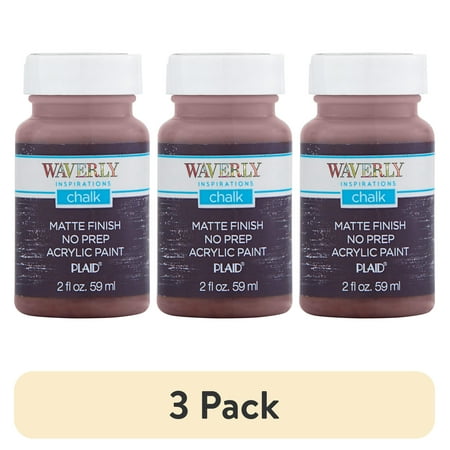 (3 pack) Waverly Inspirations Chalk Paint, Ultra Matte, Truffle, 2 fl oz