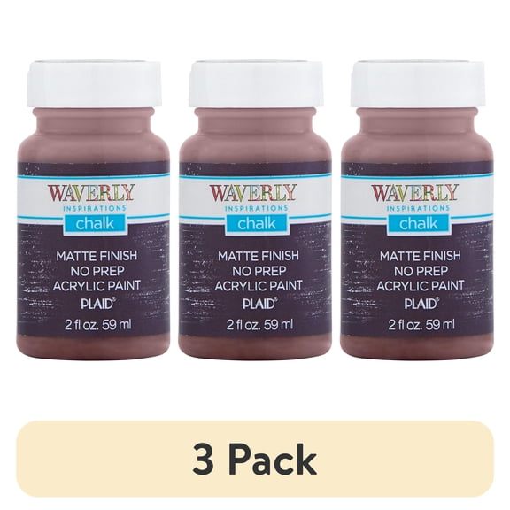(3 pack) Waverly Inspirations Chalk Paint, Ultra Matte, Truffle, 2 fl oz