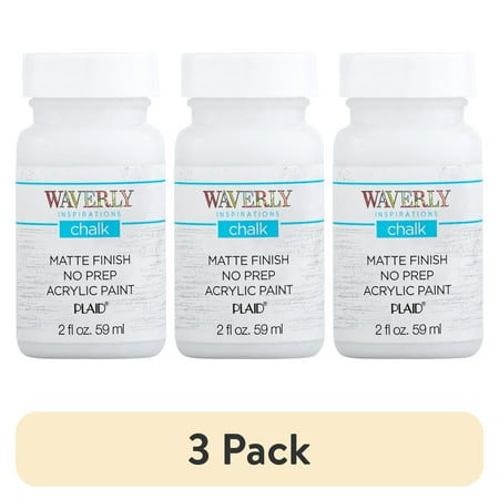 (3 pack) Waverly Inspirations Chalk Paint, Ultra Matte, White, 2 fl oz