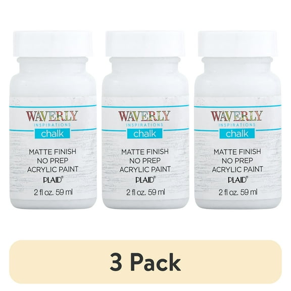 (3 pack) Waverly Inspirations Chalk Paint, Ultra Matte, White, 2 fl oz